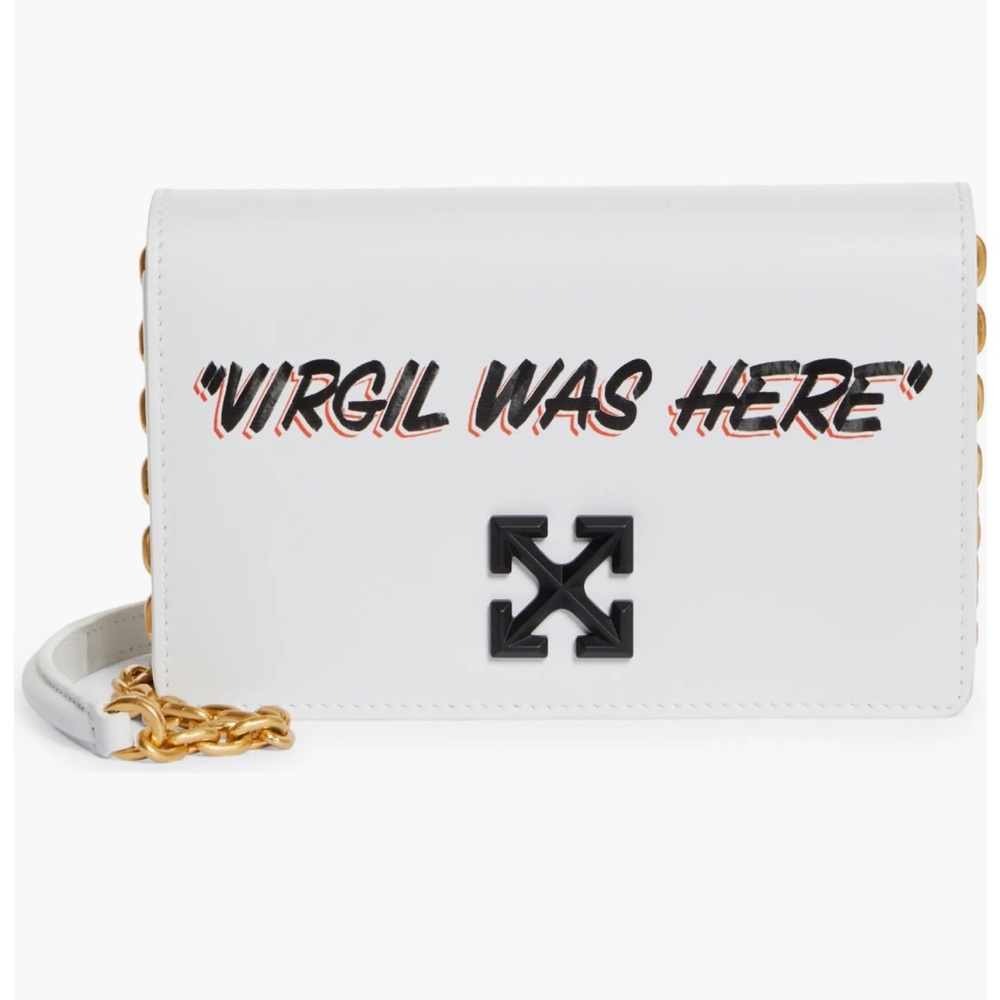 Off White Jitney 0.5 Quote Leather Shoulder Bag “Virgil was here”